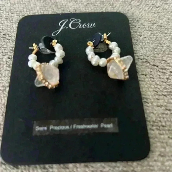 J Crew Fresh Water Quartz Hoop Earrings - Picture 2 of 3